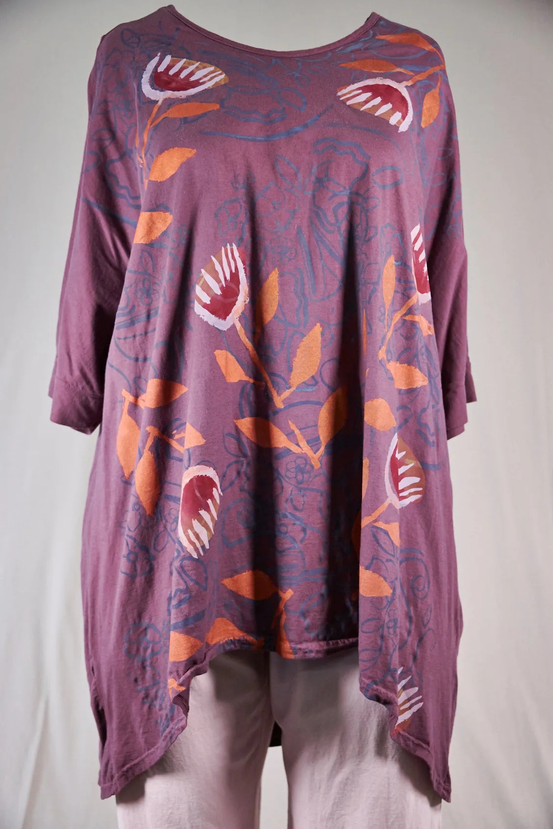 1566 Drawcord Tunic Tee-Clove-Soulful Tulip