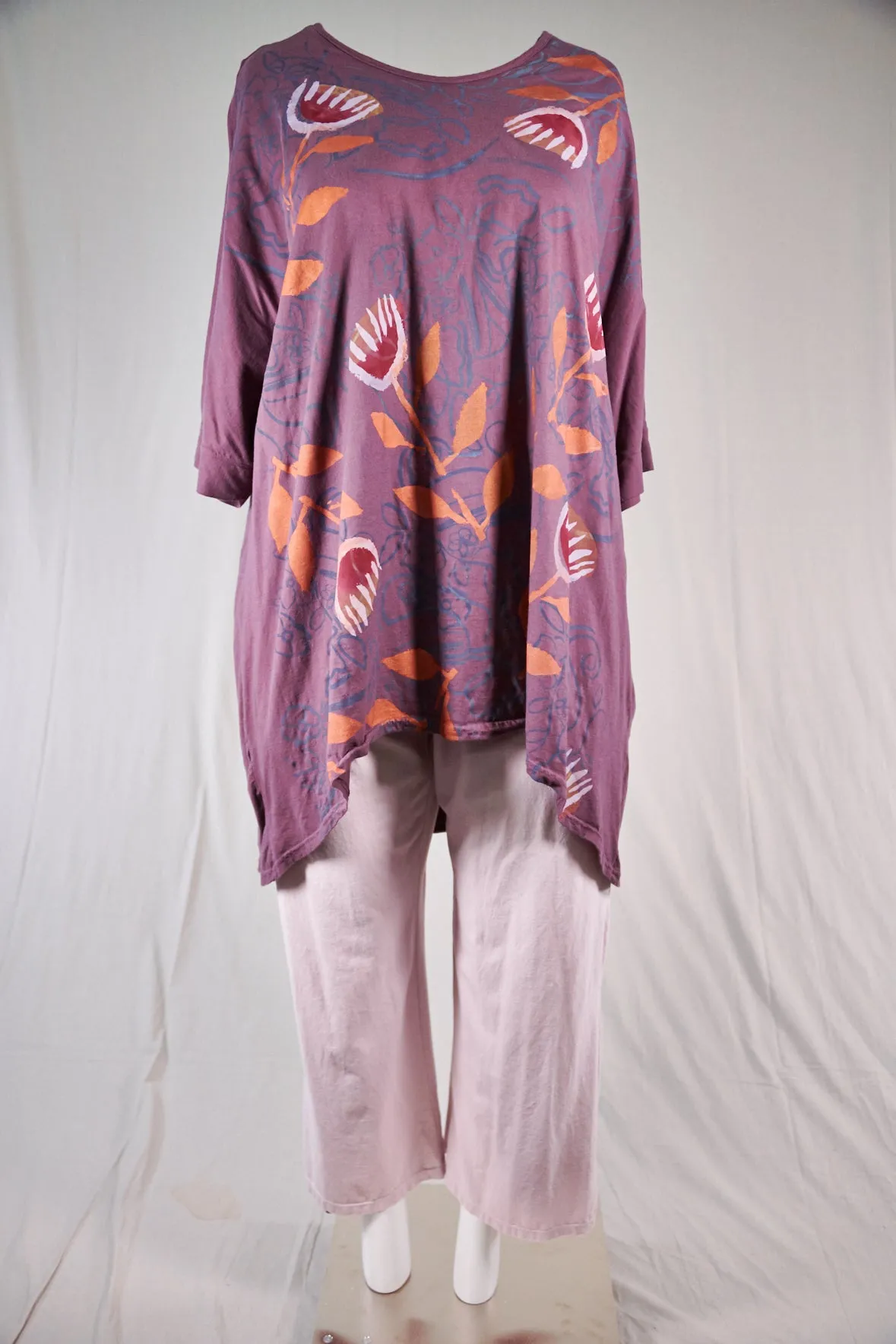 1566 Drawcord Tunic Tee-Clove-Soulful Tulip
