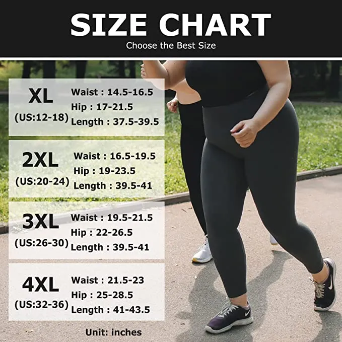 2 Pack Black Plus Size Leggings with Pockets for Women