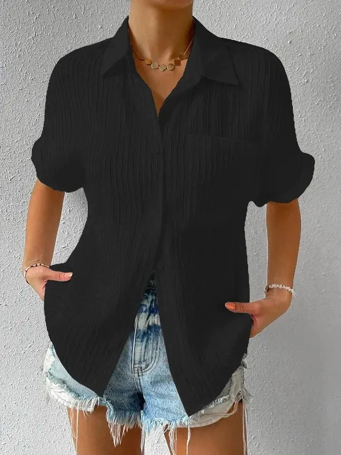 2024 New Shirt Collar Casual Buttoned Loose Blouse