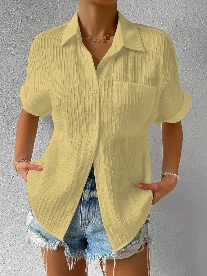 2024 New Shirt Collar Casual Buttoned Loose Blouse