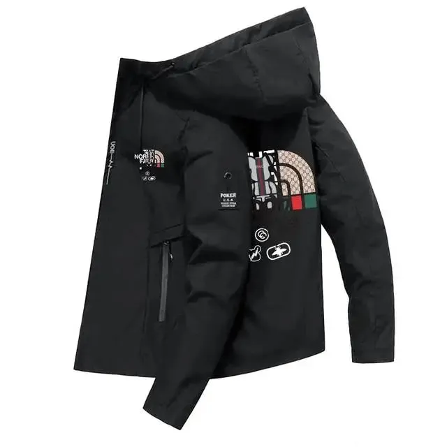 2025 Spring Autumn Fluffy Jacket Windproof Men's Casual Sports Print Hoodie Fashion for Men