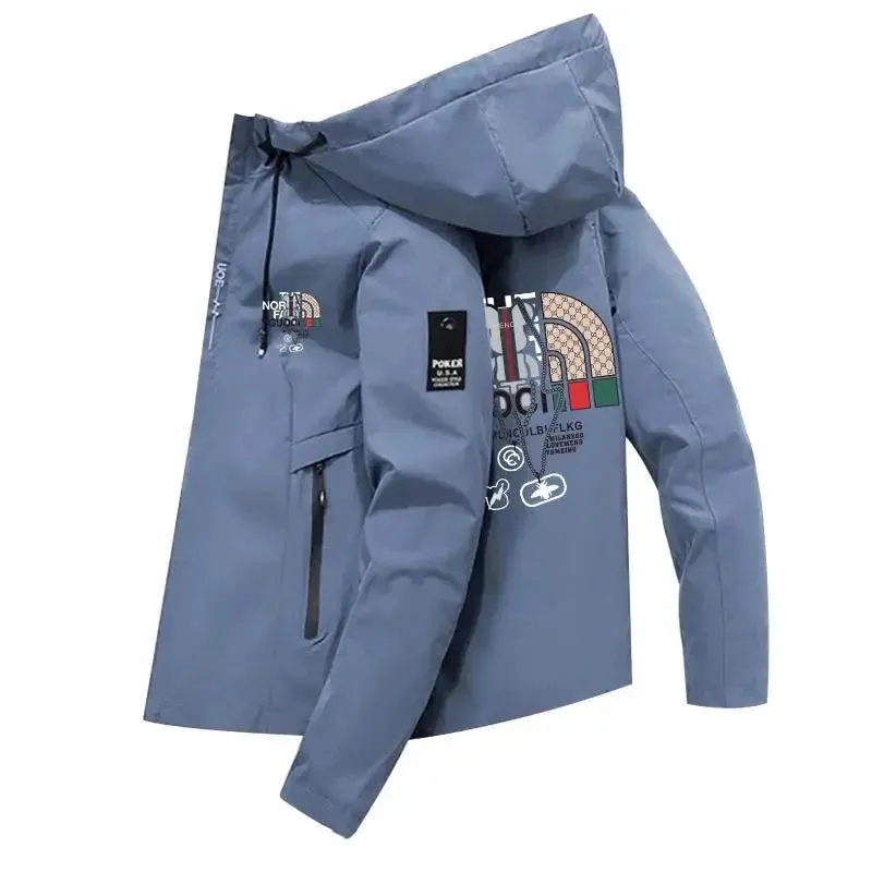 2025 Spring Autumn Fluffy Jacket Windproof Men's Casual Sports Print Hoodie Fashion for Men