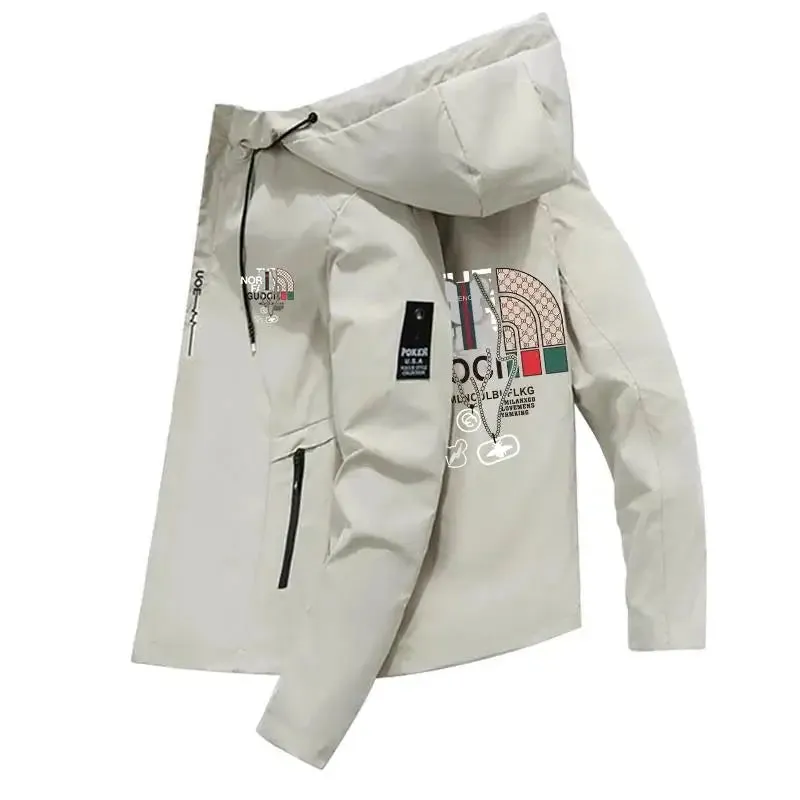 2025 Spring Autumn Fluffy Jacket Windproof Men's Casual Sports Print Hoodie Fashion for Men