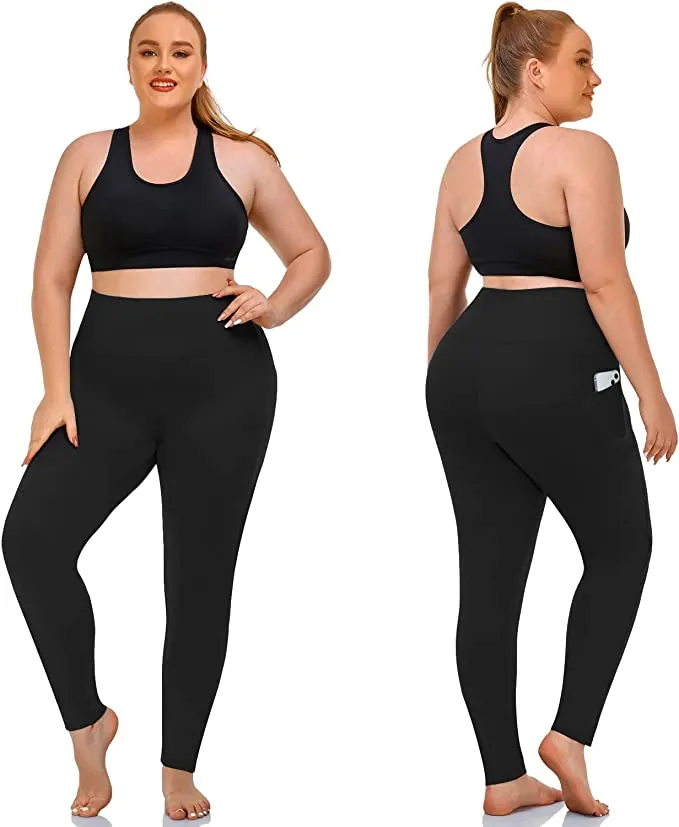 3 Pack Plus Size Leggings with Pockets for Women