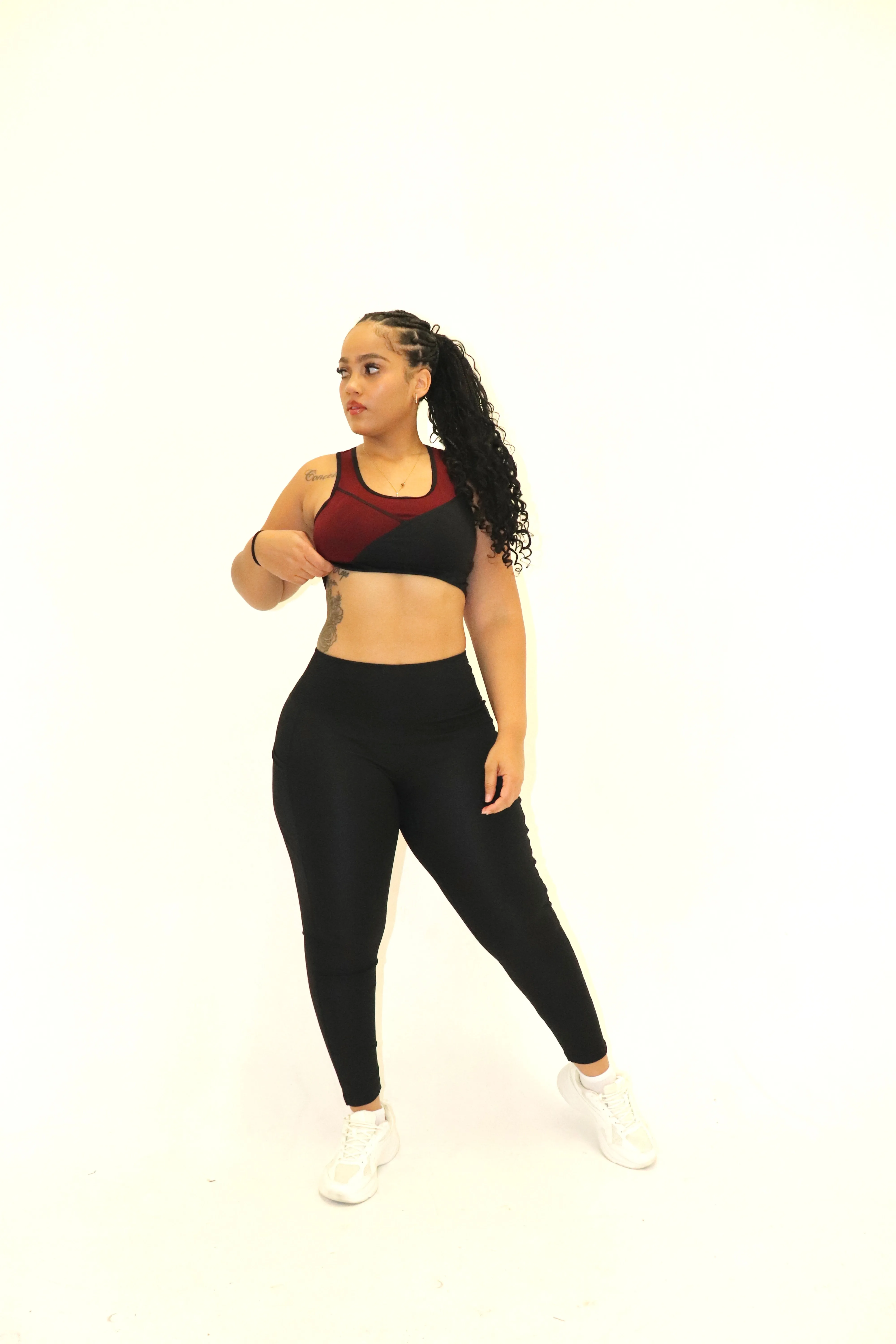 3 Piece Matching Workout Sets in Burgundy/Black (Last Chance-No Restock)