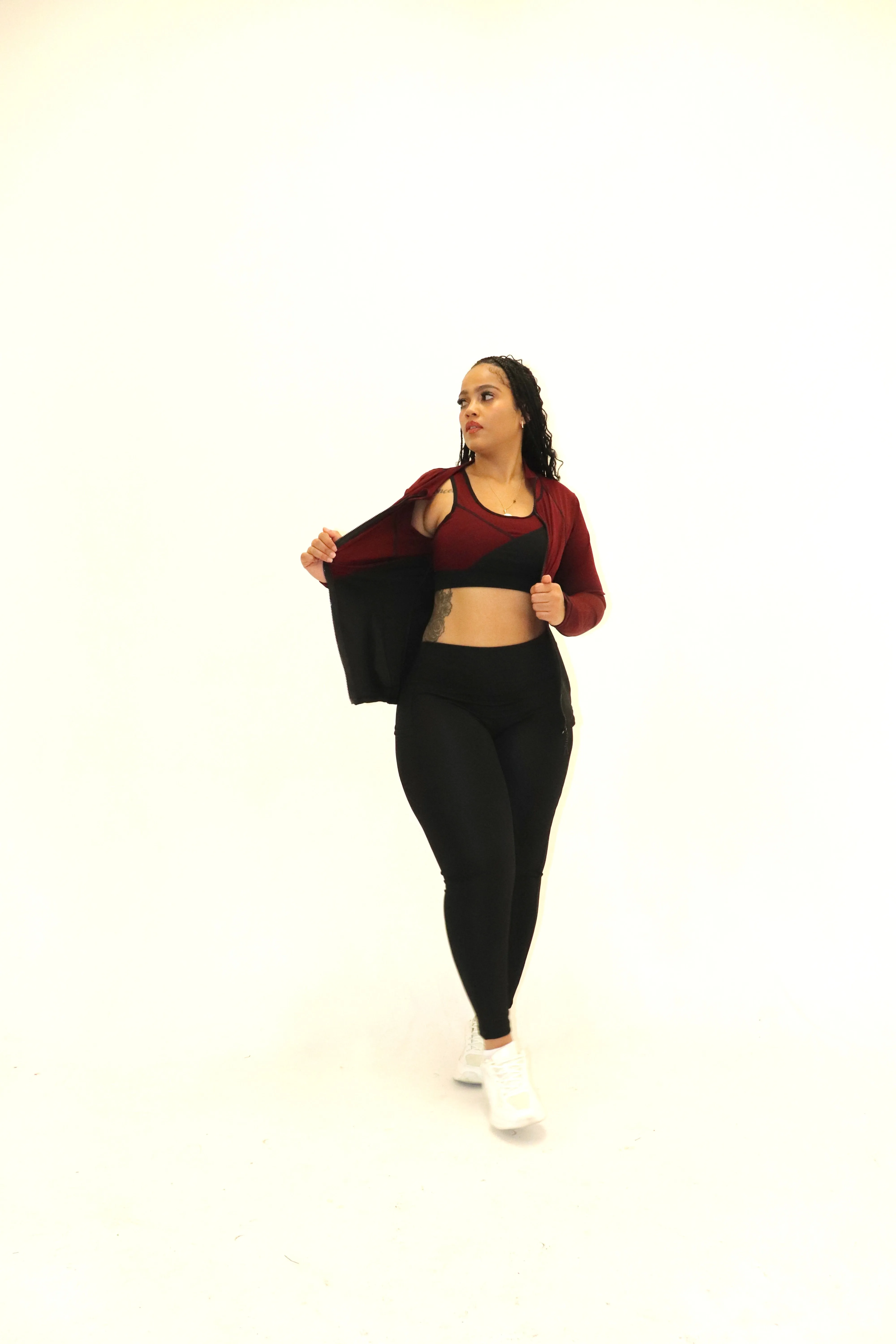 3 Piece Matching Workout Sets in Burgundy/Black (Last Chance-No Restock)