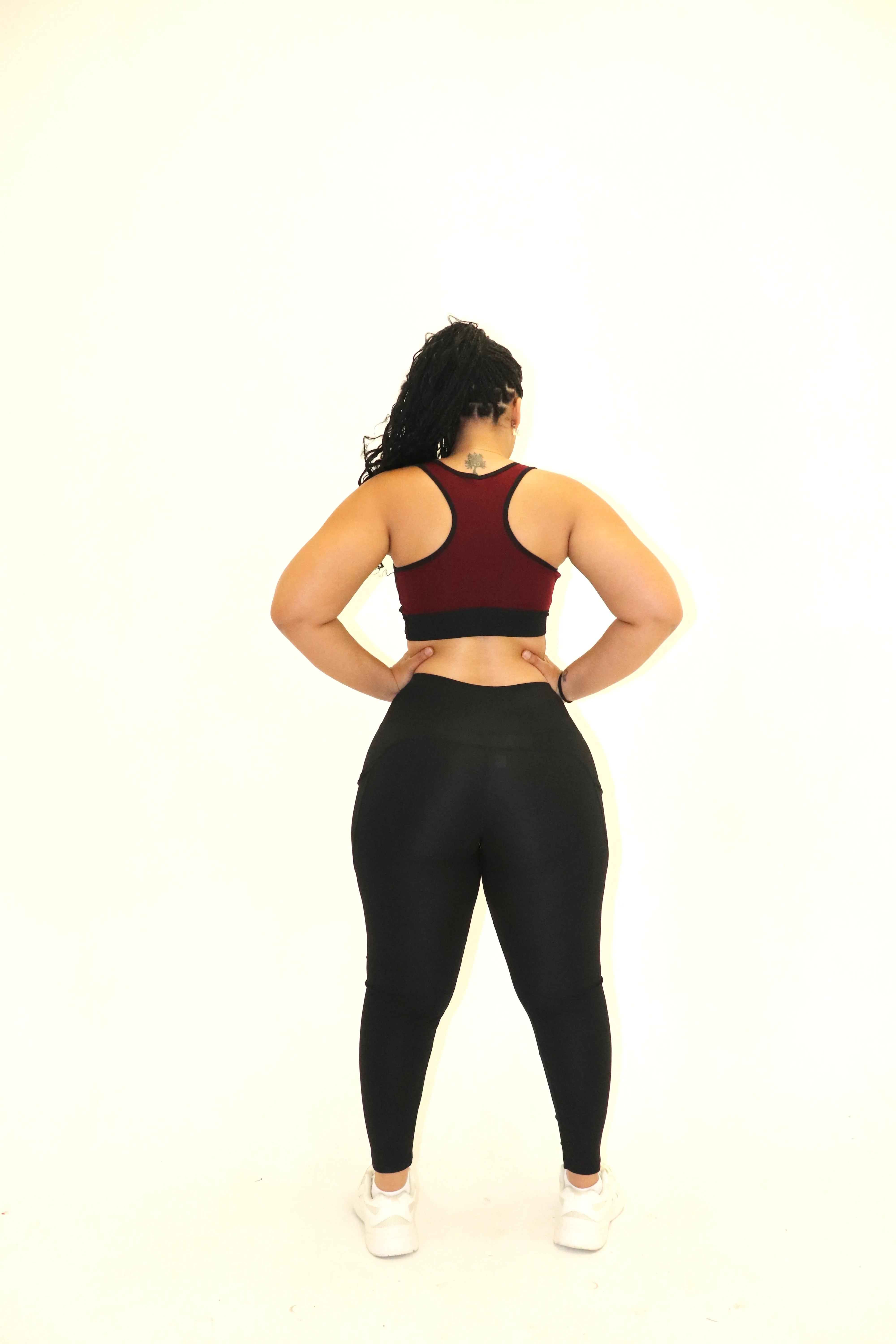3 Piece Matching Workout Sets in Burgundy/Black (Last Chance-No Restock)