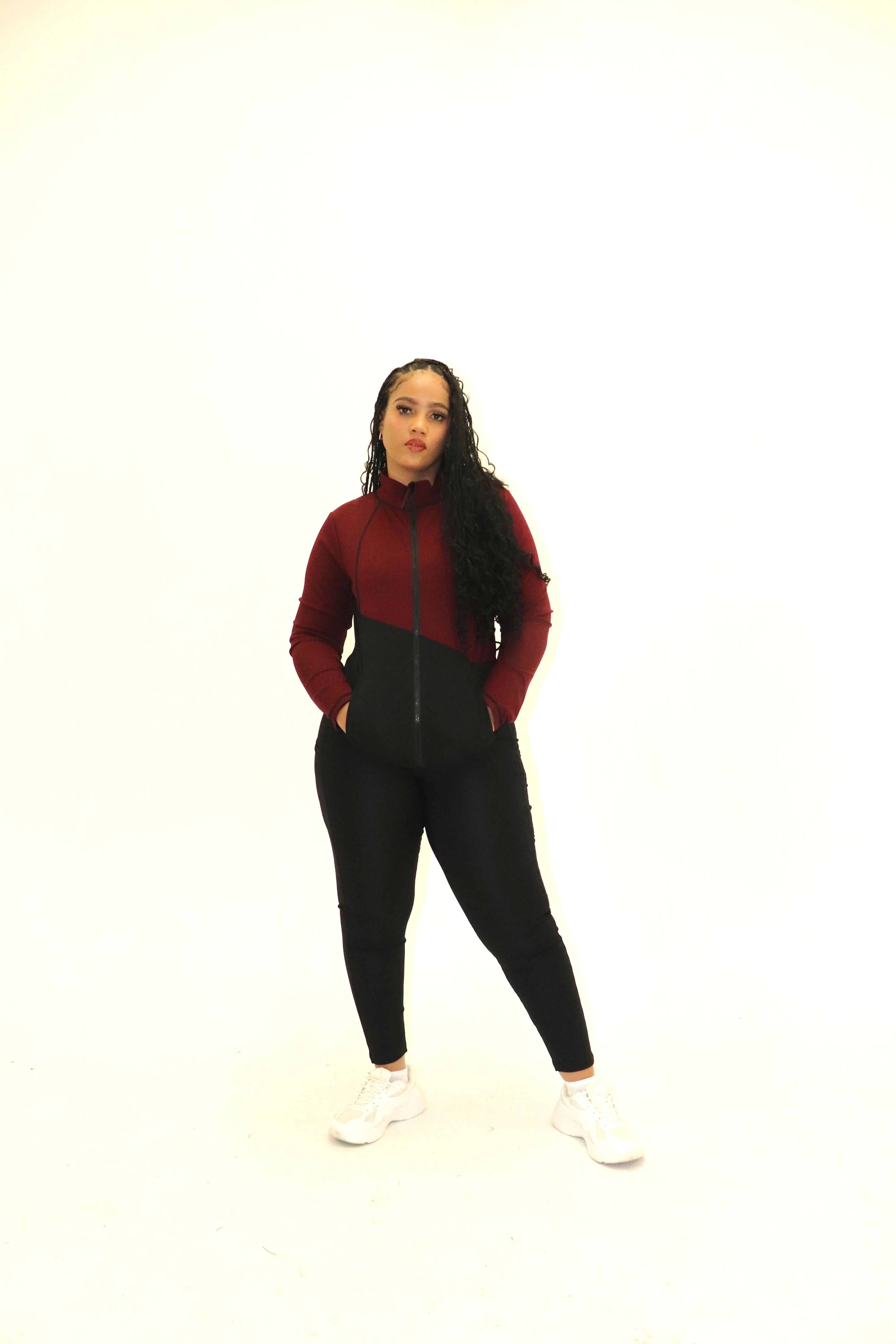 3 Piece Matching Workout Sets in Burgundy/Black (Last Chance-No Restock)