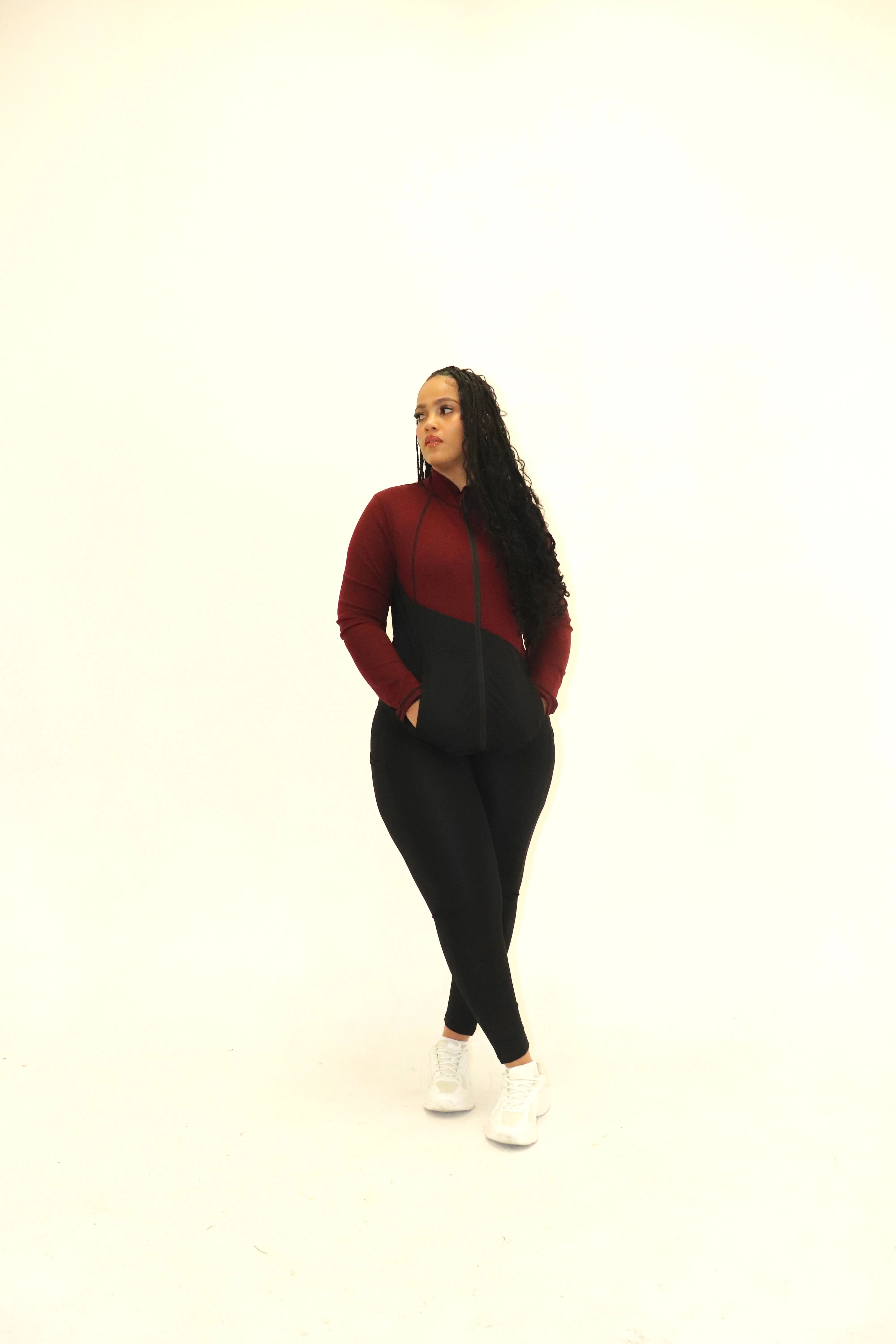 3 Piece Matching Workout Sets in Burgundy/Black (Last Chance-No Restock)