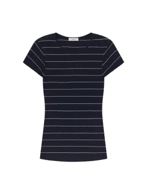 A.L.C. Sam Fine Cotton Knit Top in Bright White/Navy