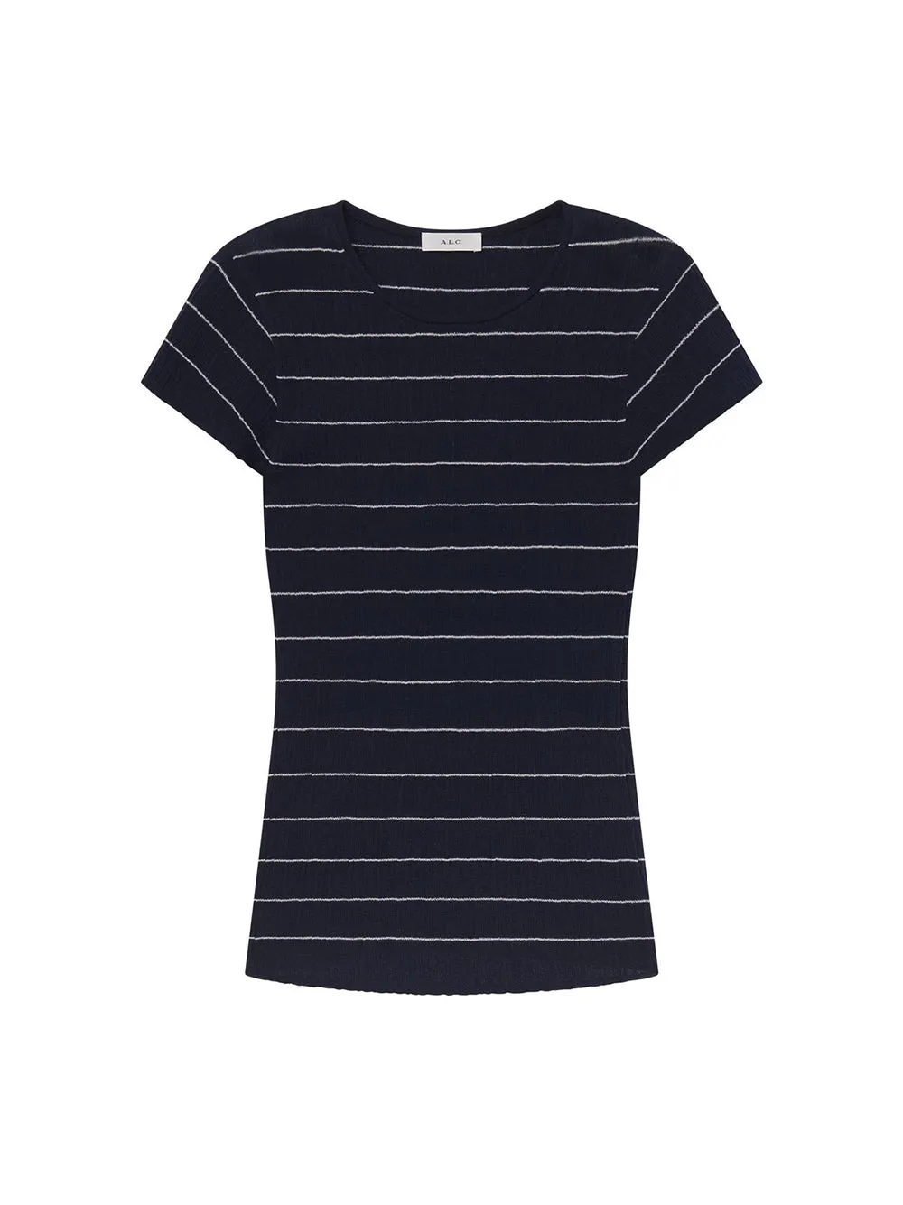 A.L.C. Sam Fine Cotton Knit Top in Bright White/Navy