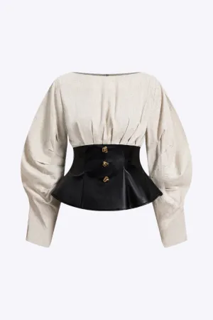 Ava - Stylish Patchwork Design Woman's Long Sleeve Shirt