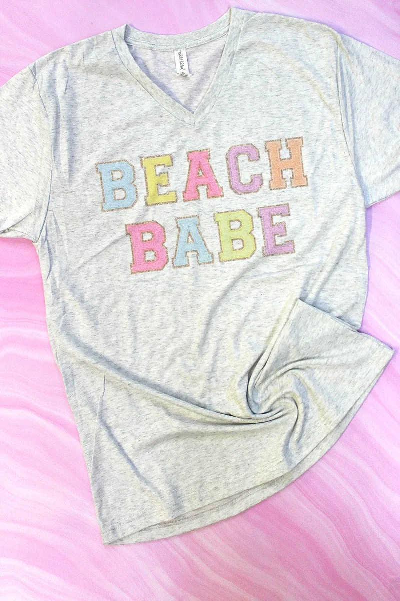 Beach Babe Colorful Tri-Blend V Neck Tee