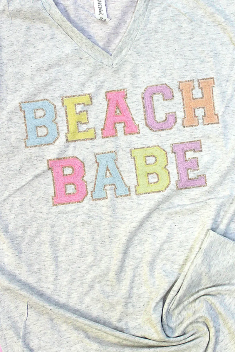 Beach Babe Colorful Tri-Blend V Neck Tee
