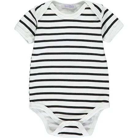 Black and White Striped Short Sleeved Bodysuit