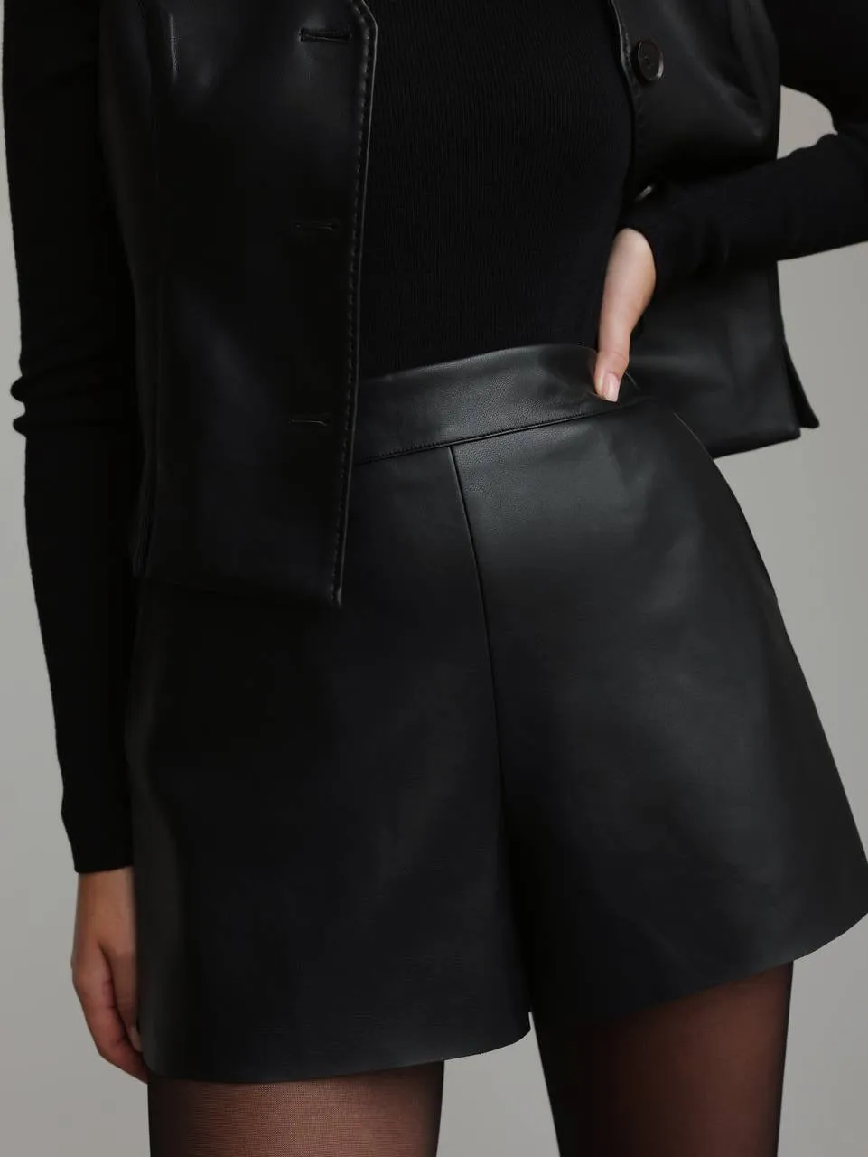 Black Eco Leather Vest