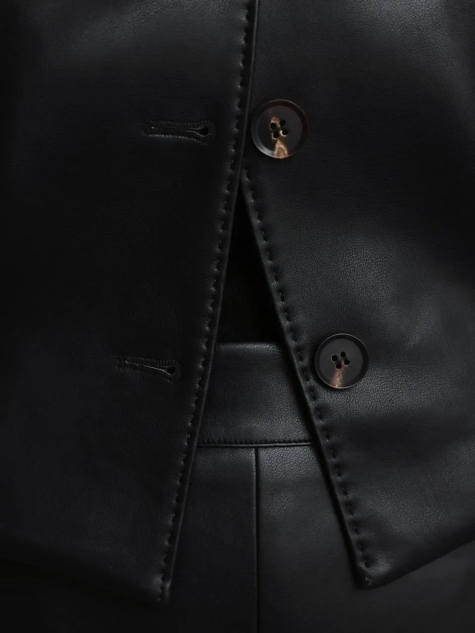 Black Eco Leather Vest