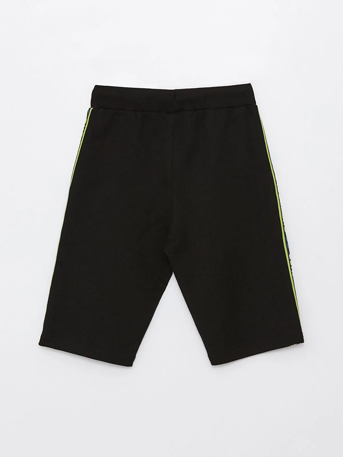 Black Elastic Waist Printed Boy Shorts