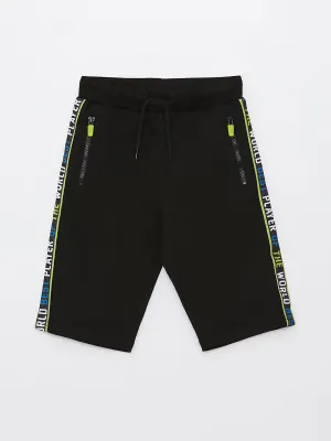 Black Elastic Waist Printed Boy Shorts