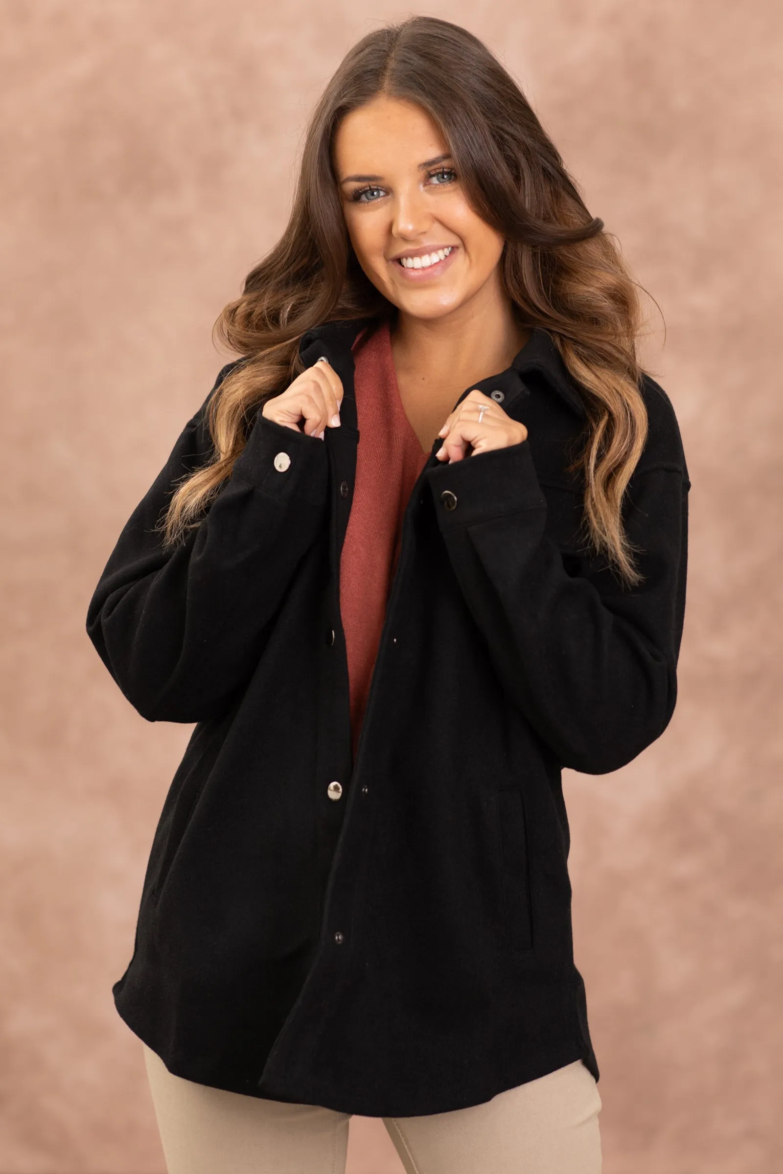Black Felt Shacket