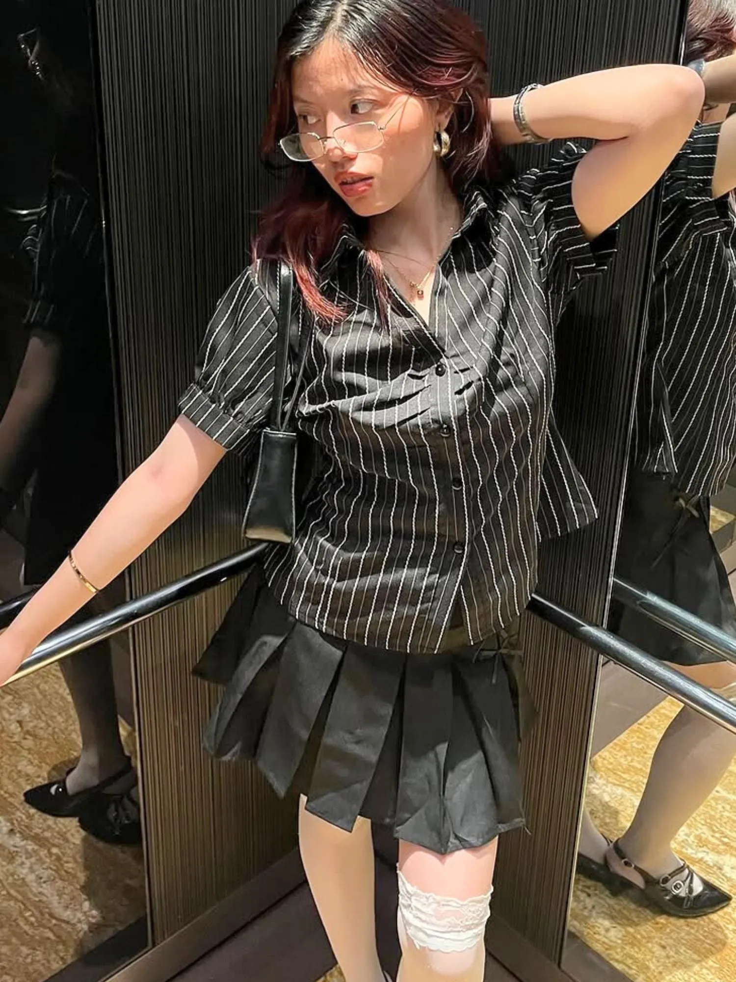 Black Fitted Half Sleeve Shirt