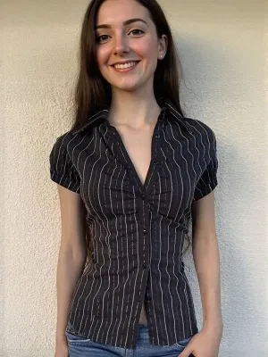 Black Fitted Half Sleeve Shirt