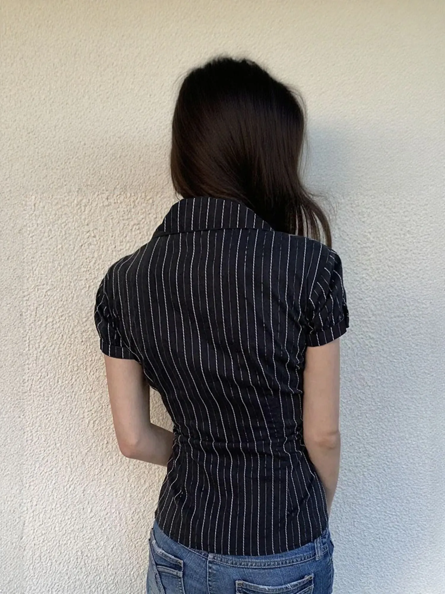 Black Fitted Half Sleeve Shirt