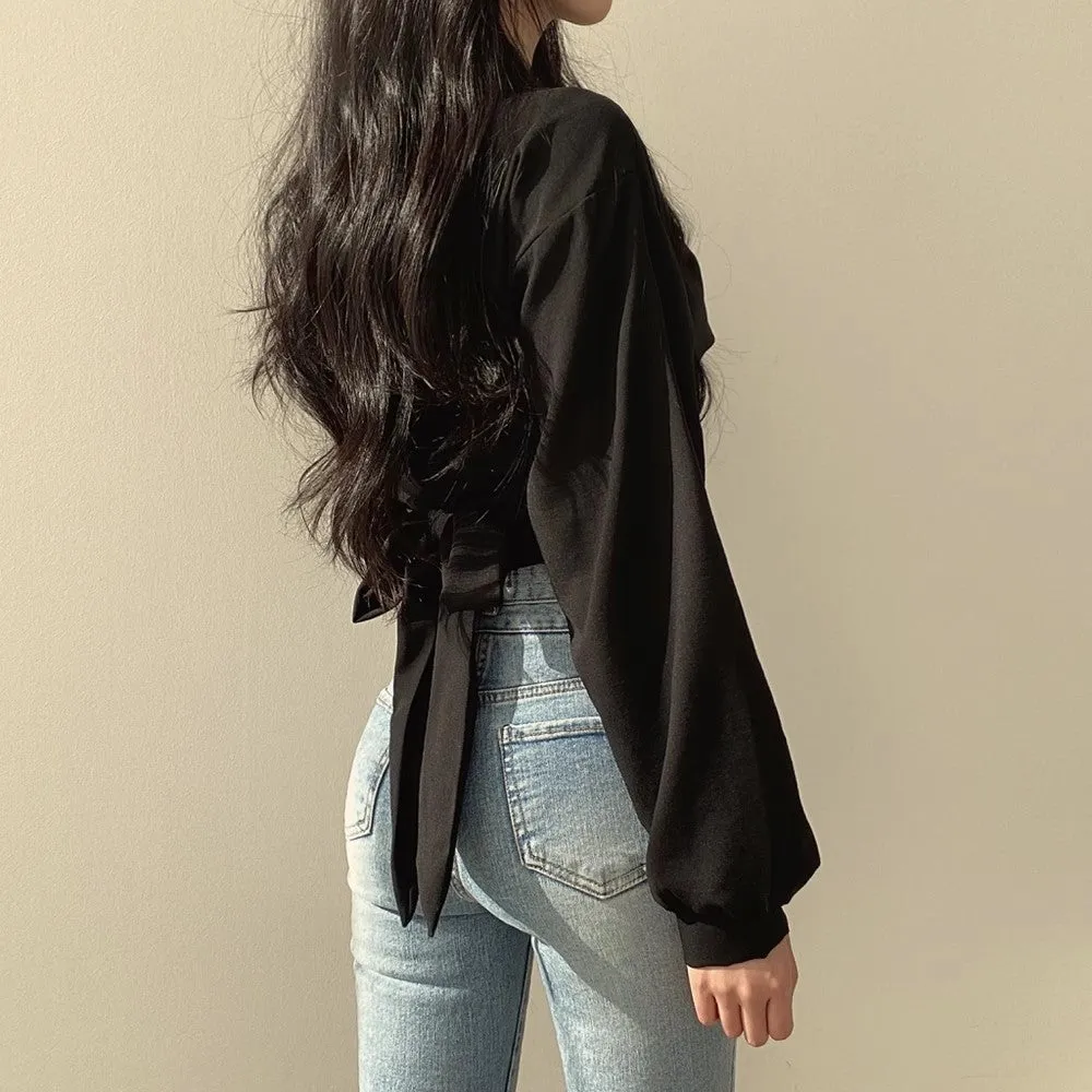 Black Front Knotted Shirt