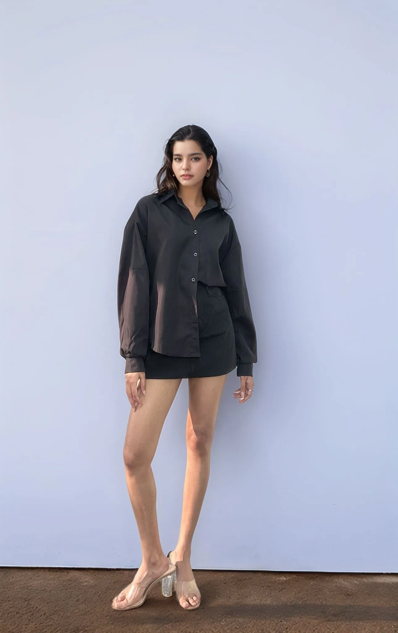 Black Full Sleeve Oversized Shirt
