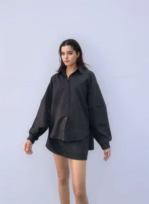Black Full Sleeve Oversized Shirt
