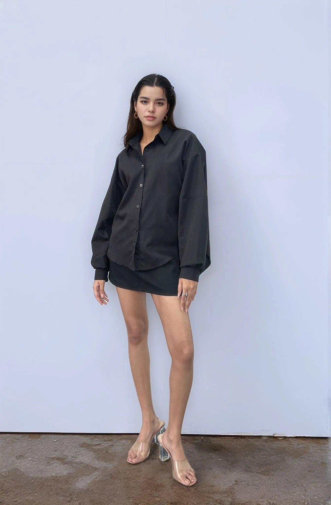 Black Full Sleeve Oversized Shirt