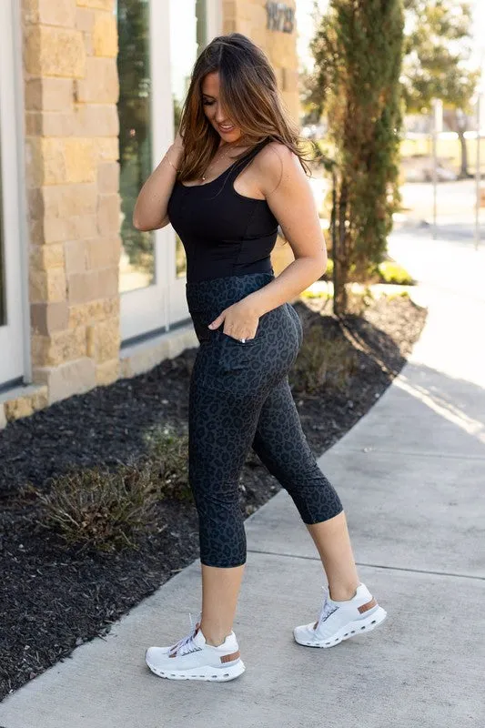 Black Leopard CAPRI with POCKETS