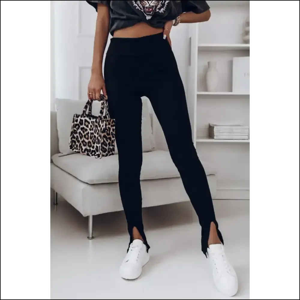 Black Ribbed High Waisted Leggings: so Chic, Youll Slit! 🖤