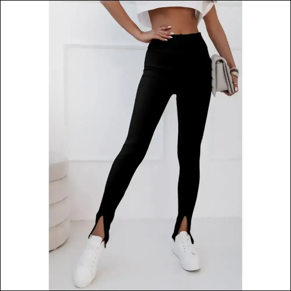 Black Ribbed High Waisted Leggings: so Chic, Youll Slit! 🖤