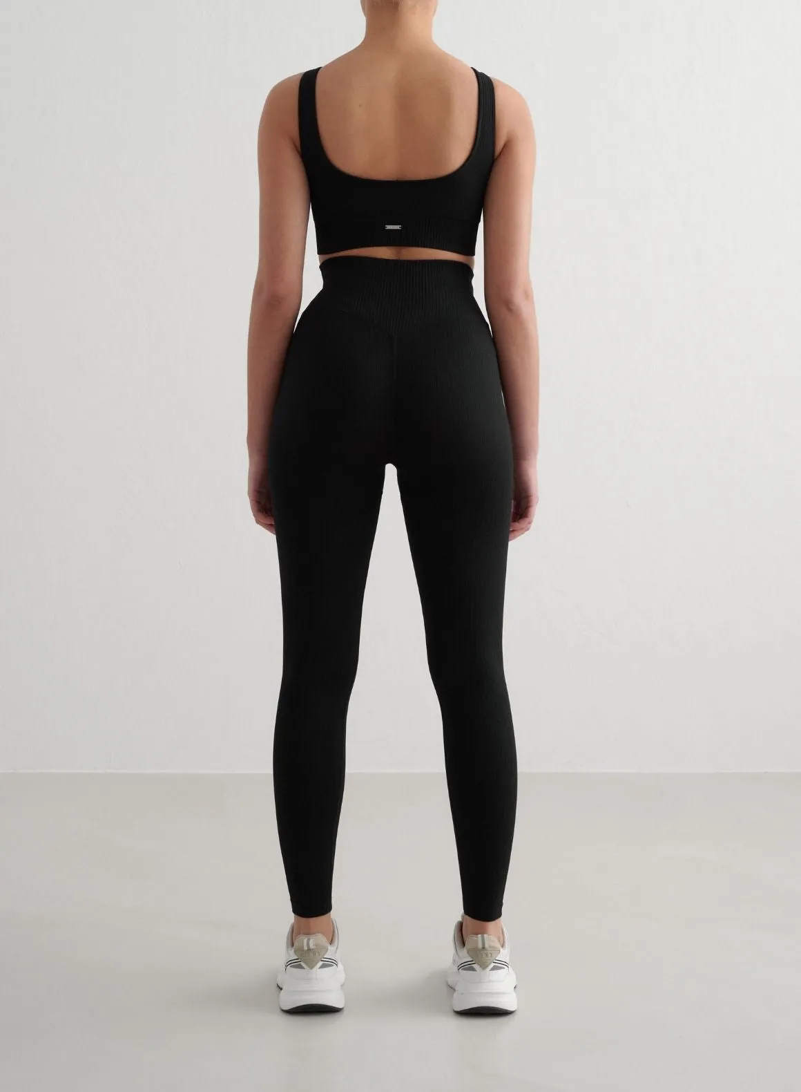 Black Ribbed Seamless Tights