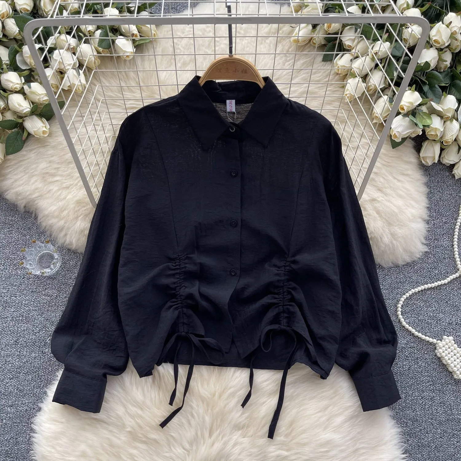 Black Rouched Shirt