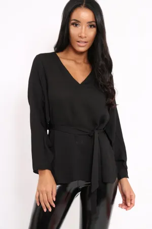 Black V Plunge Top - Aariah