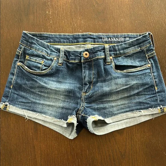 Blank NYC Women's Cuffed Blue Denim Shorts