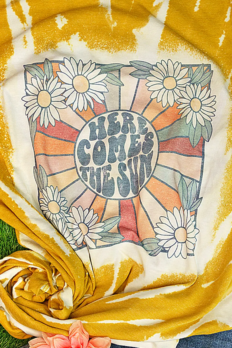 Bleached Daisy Here Comes The Sun Unisex Blend Tee