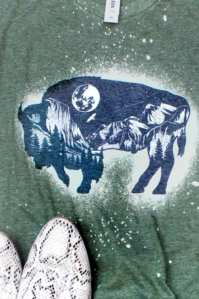 Bleached Wilderness Buffalo Unisex Poly-Rich Blend Tee