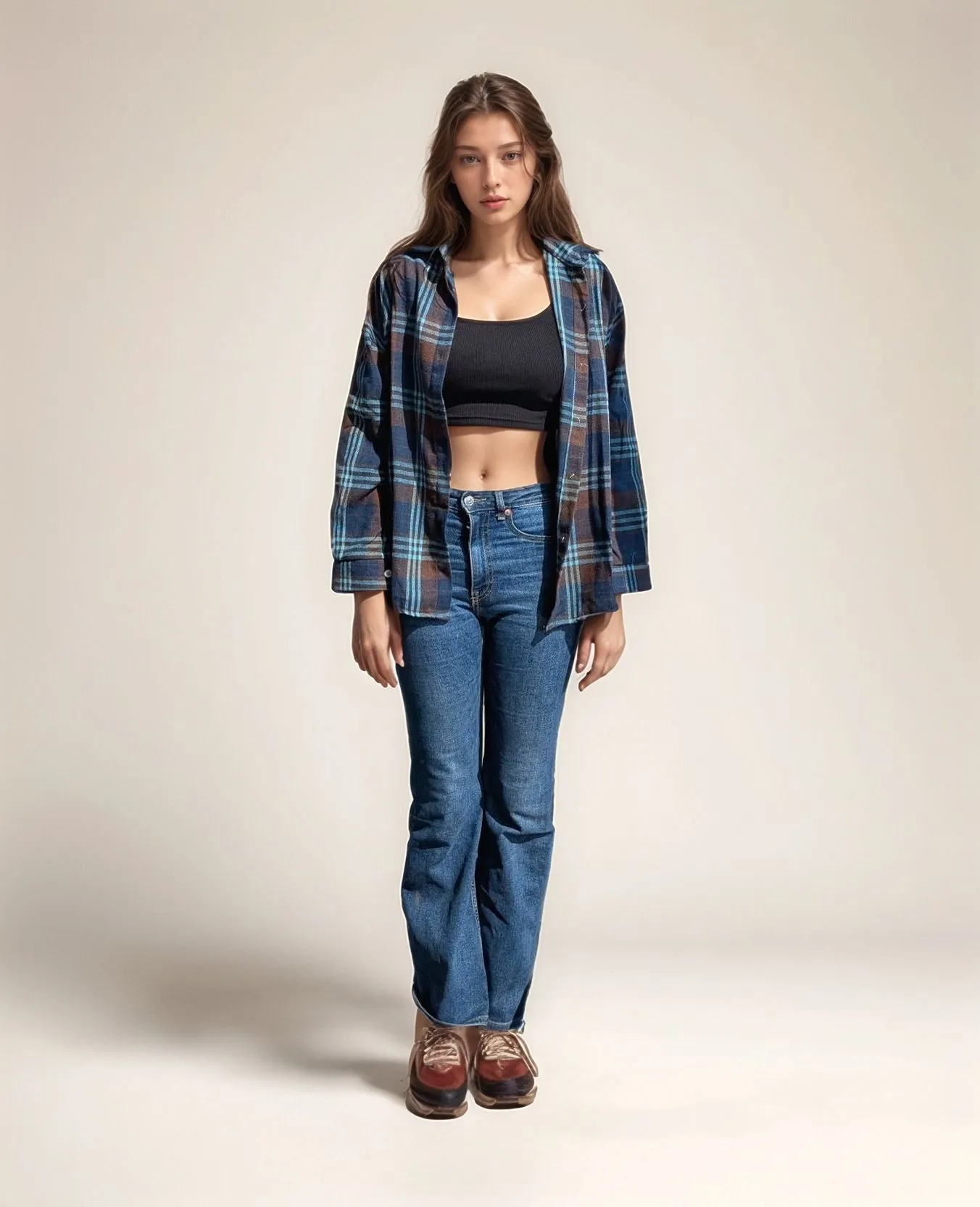 Blue Checkered Long Sleeve Shirt
