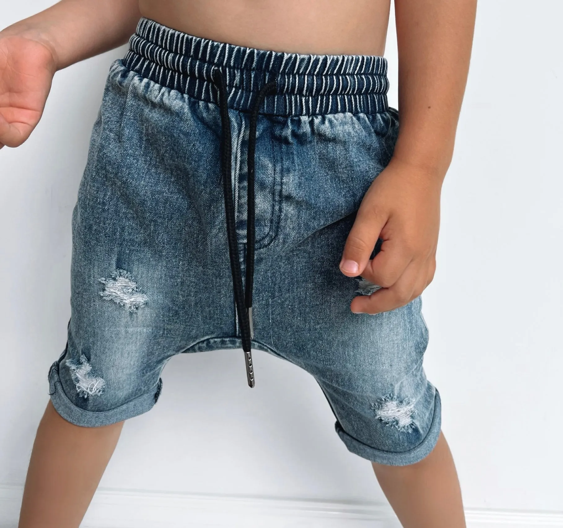 Blue Wash Denim Shorts