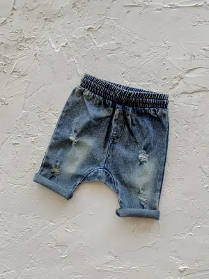 Blue Wash Denim Shorts