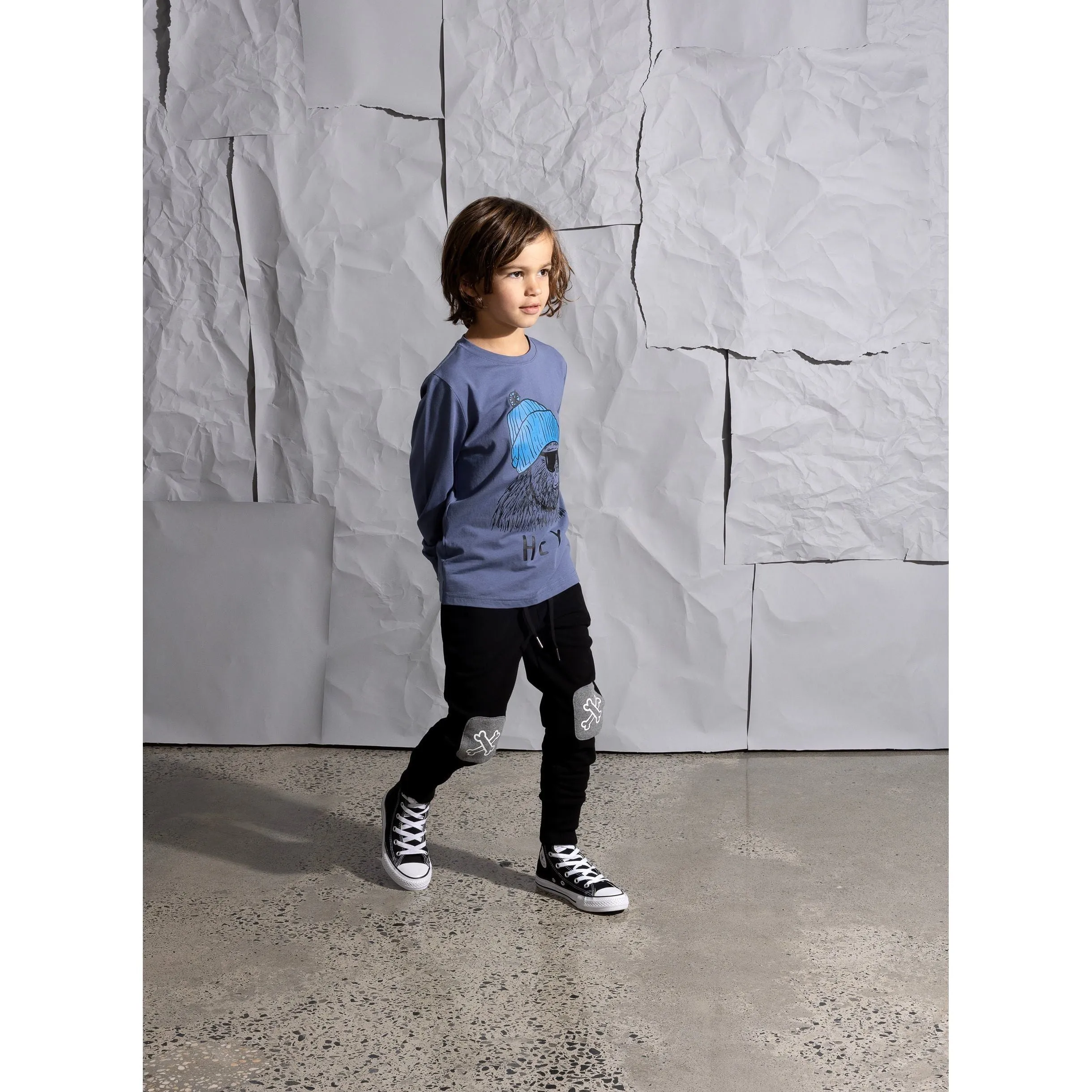 Bones Furry Patch Trackies - Black/Charcoal