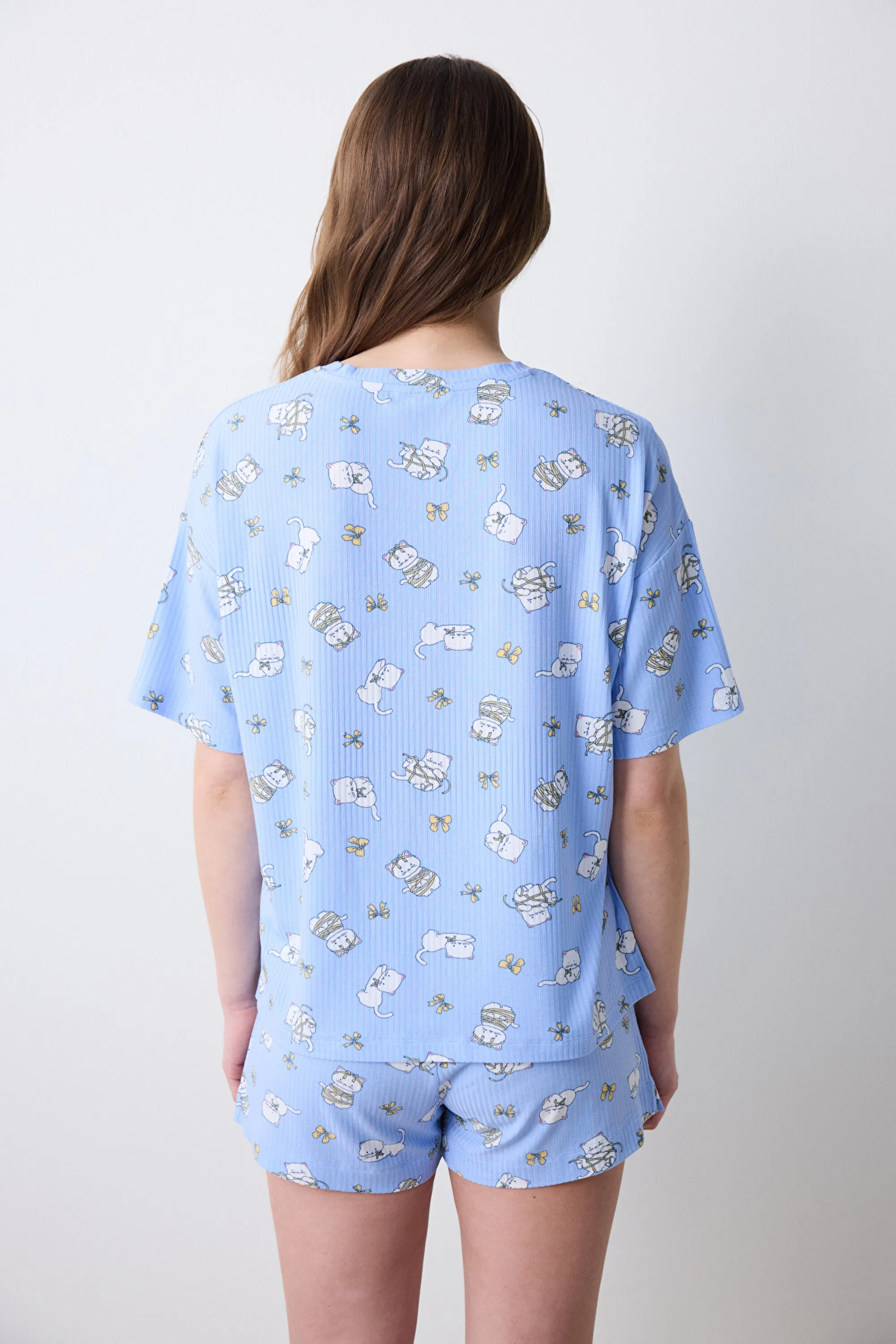 Bowtiful Printed Shorts Light Blue Pajama Bottoms