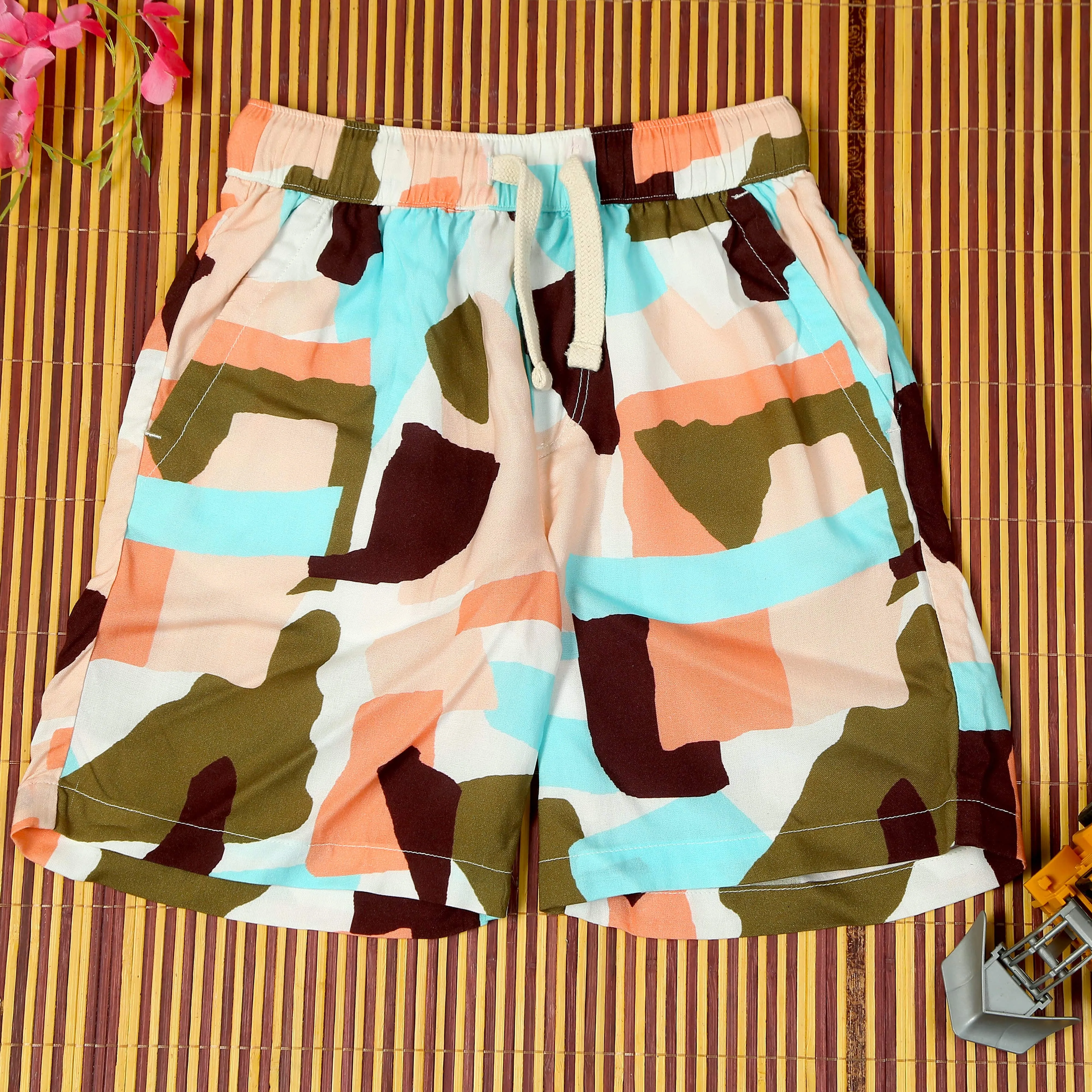 Boys Aztcc Printed Short Peach Maroon
