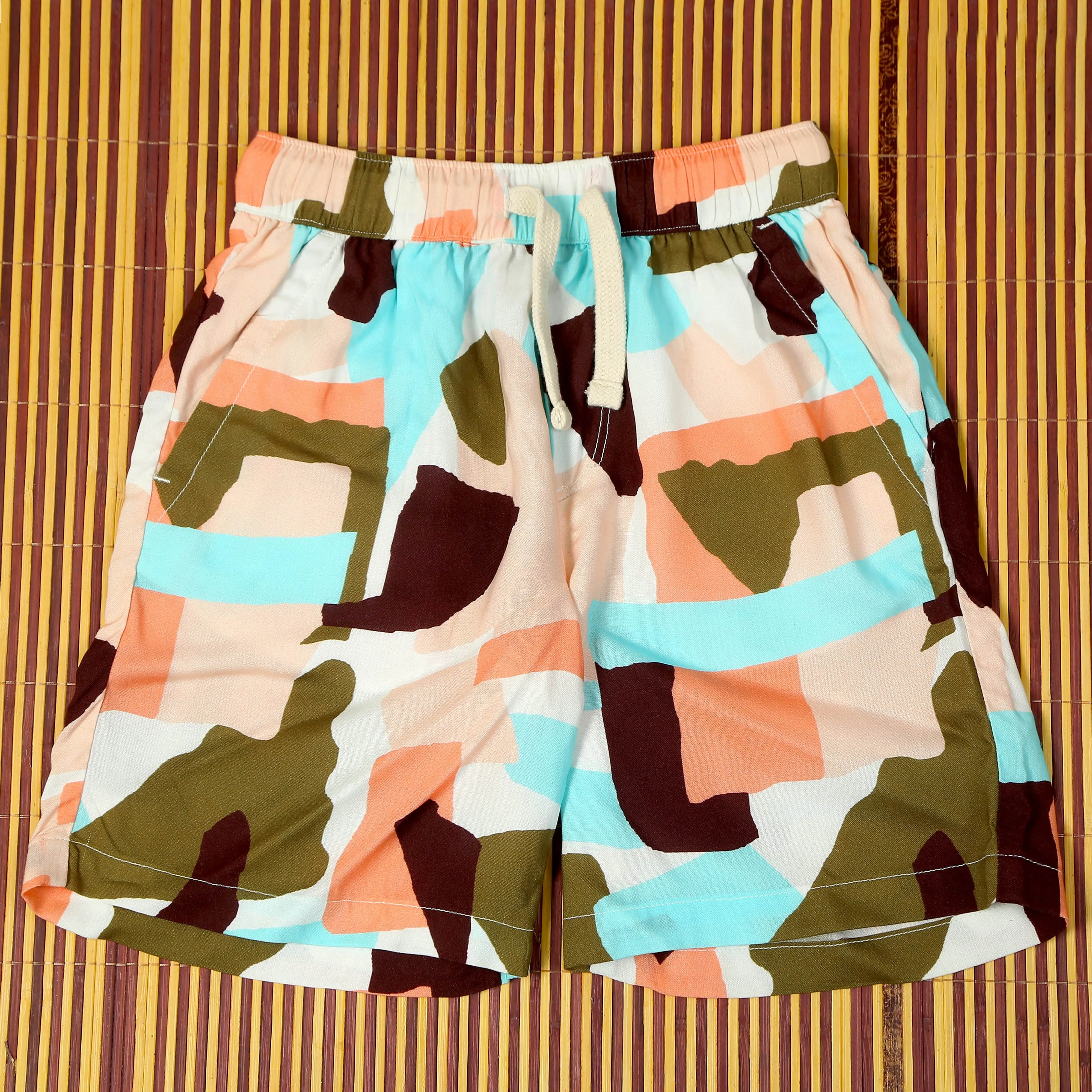Boys Aztcc Printed Short Peach Maroon