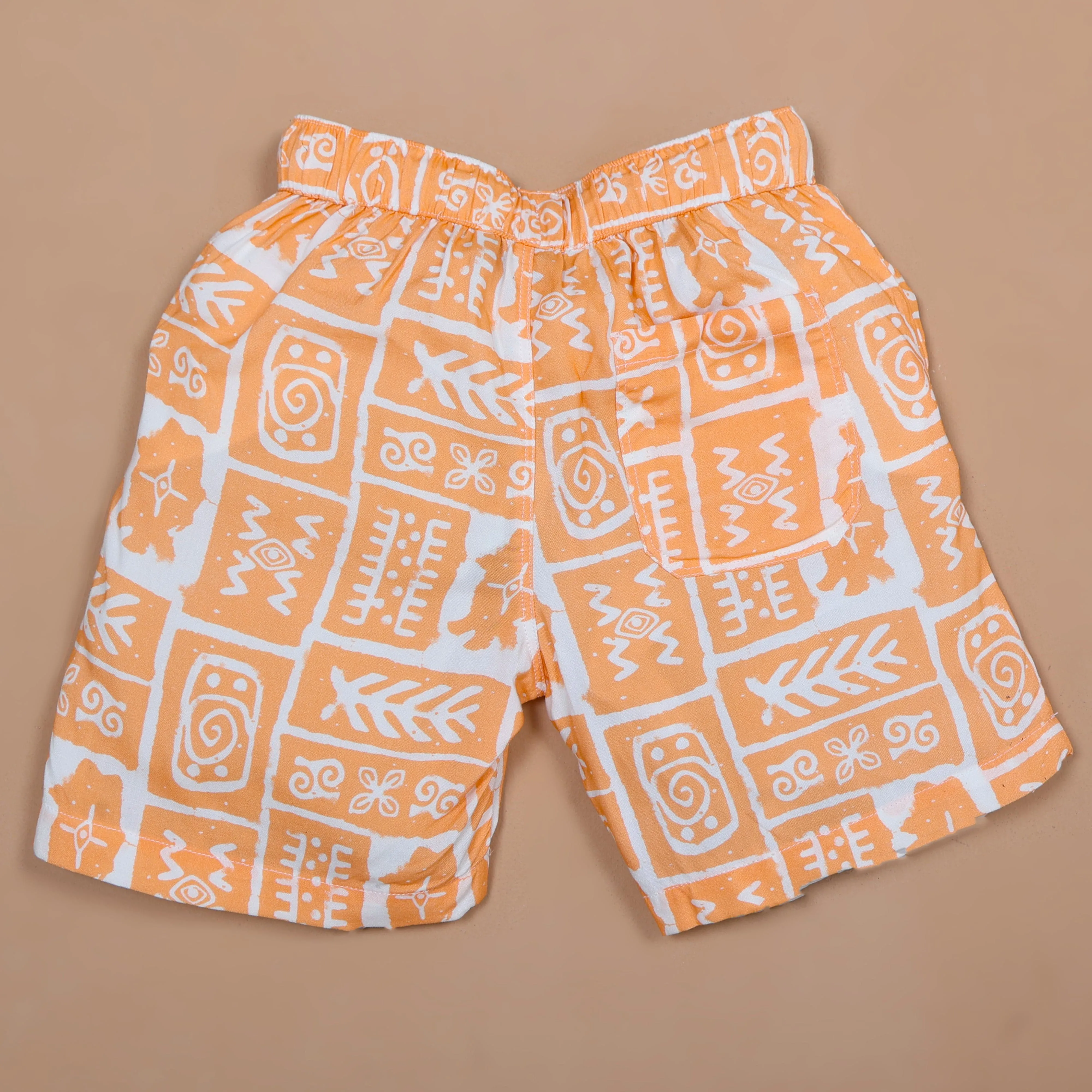 Boys Aztec Printed Short Tangerine