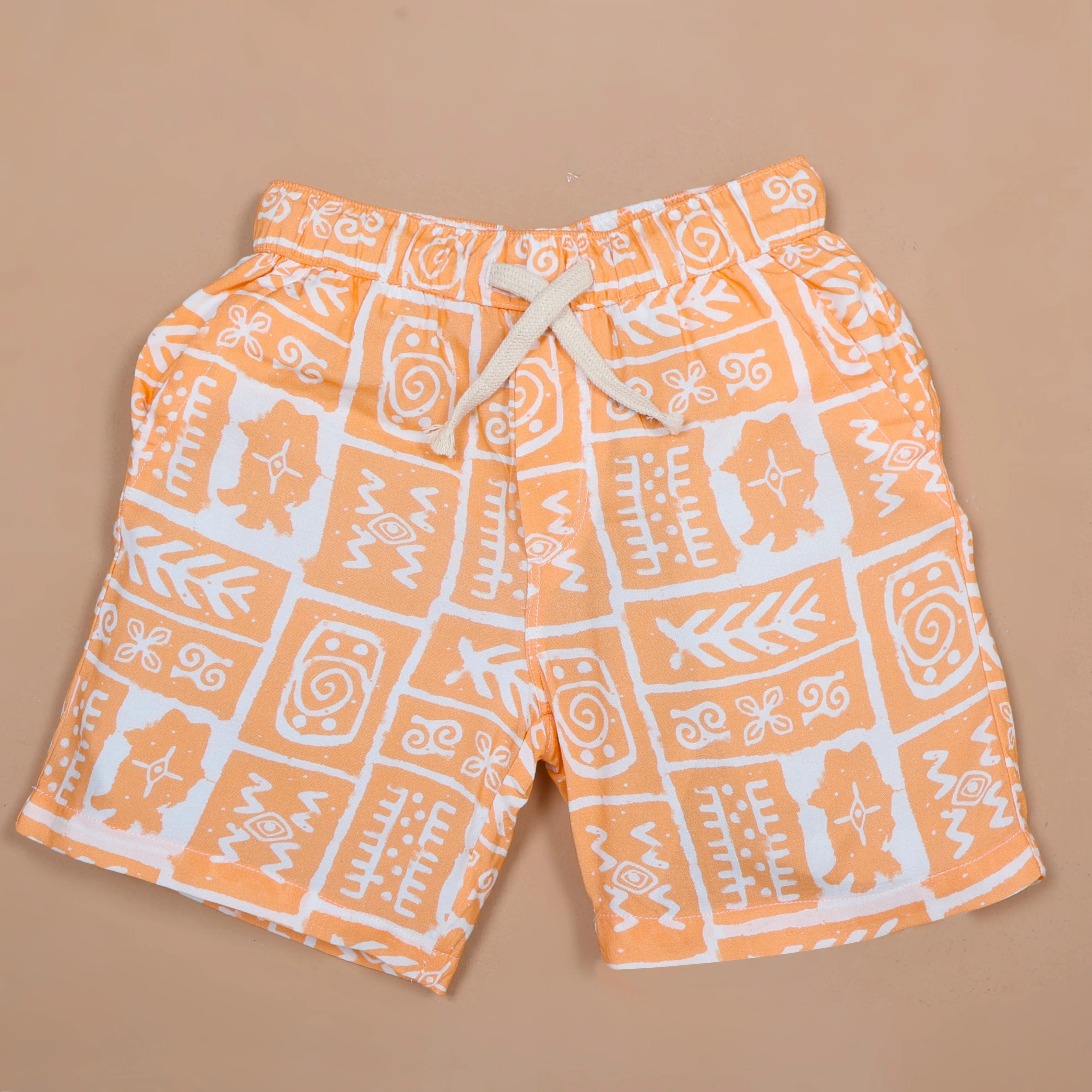 Boys Aztec Printed Short Tangerine
